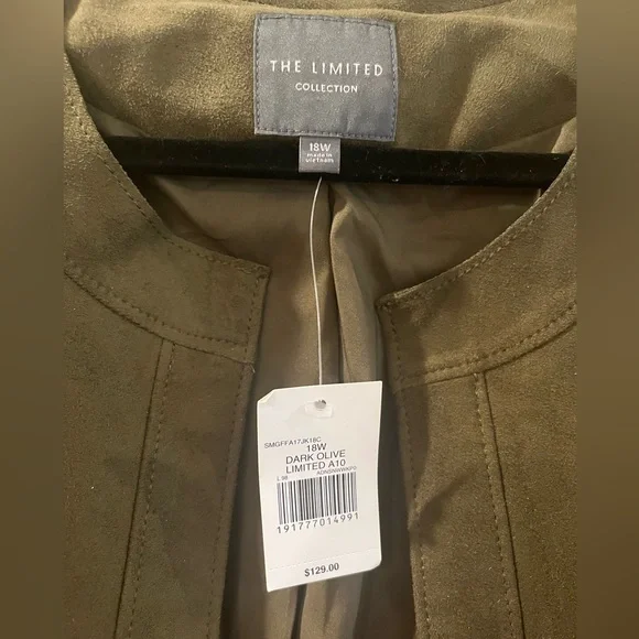 Limited Olive Green Women's Faux Suede Open Duster Jacket Plus Size 18 - Picture 4 of 7